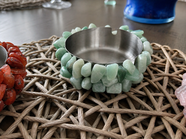 Crystal Ashtray--Green Aventurine Crystal Ashtray