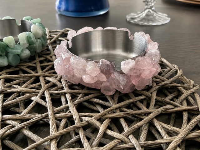 Crystal Ashtray --Rose Quartz Crystal Ashtry