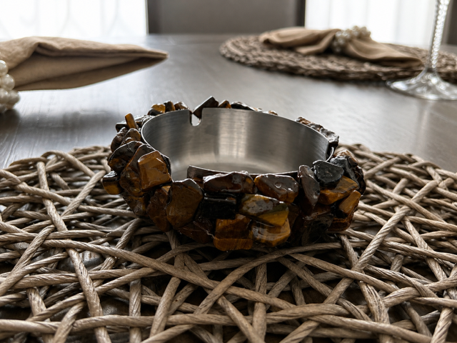 Crystal Ashtray--Tiger's Eye Crystal Ashtray
